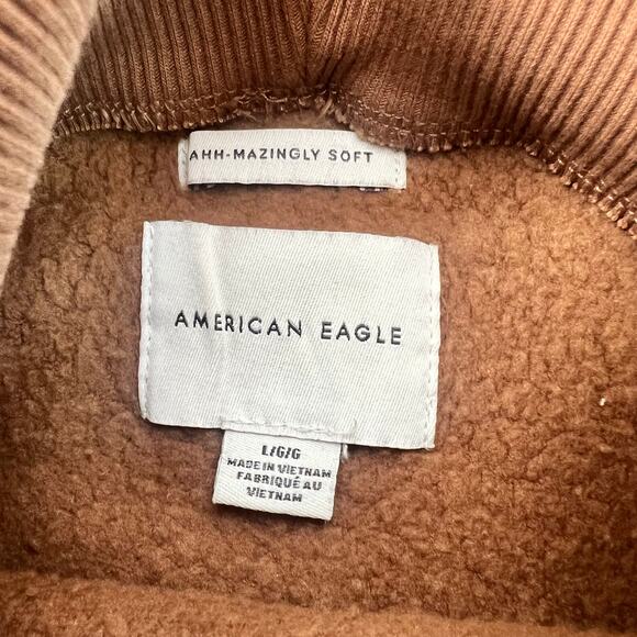 American Eagle Cropped Raw Hem Cowl Turtle Neck Slouchy Oversized Pullover - Picture 4 of 4